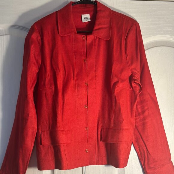 CAbi 5472 Red Valentine Linen Blend Suit – Jacket L & Pants 10 - Picture 2 of 15